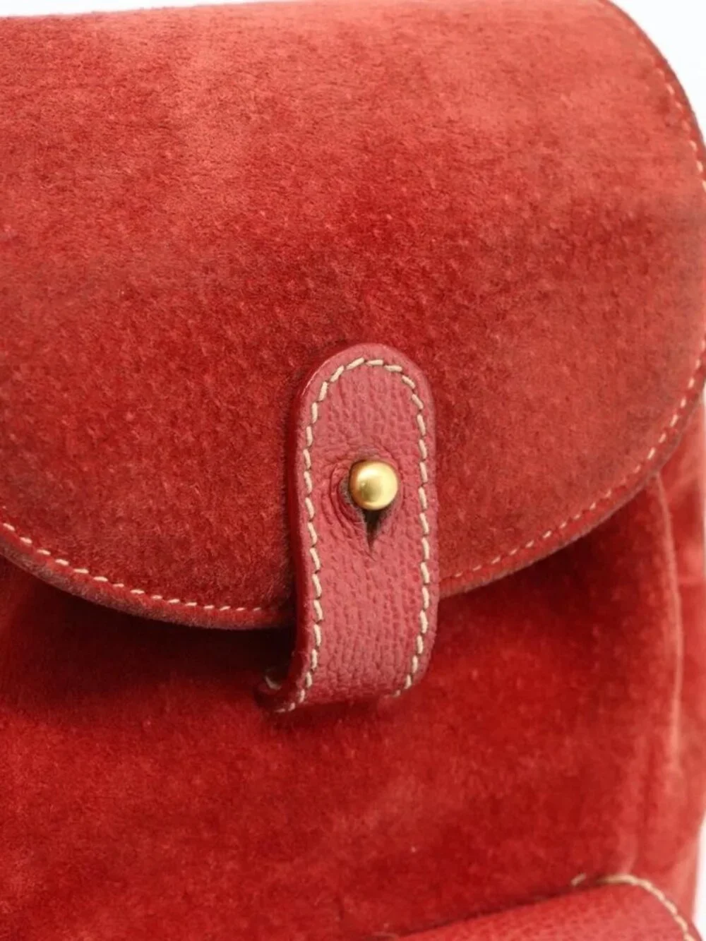 GUCCI Bamboo Backpack Suede Red Gold 003 2058 0030 Auth 175586